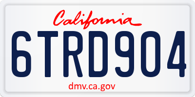 CA license plate 6TRD904