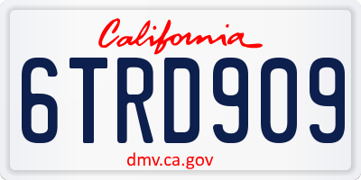 CA license plate 6TRD909