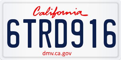 CA license plate 6TRD916