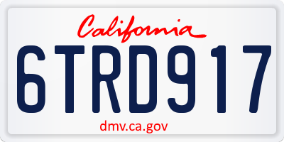 CA license plate 6TRD917