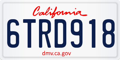 CA license plate 6TRD918