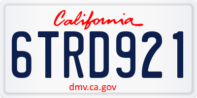 CA license plate 6TRD921