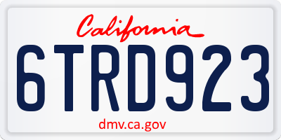 CA license plate 6TRD923