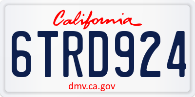 CA license plate 6TRD924