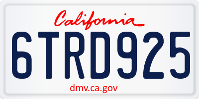 CA license plate 6TRD925