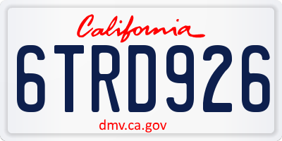 CA license plate 6TRD926