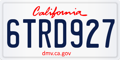 CA license plate 6TRD927