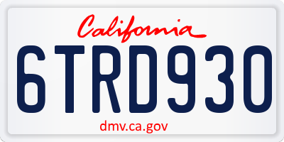 CA license plate 6TRD930