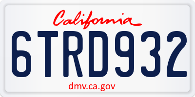 CA license plate 6TRD932