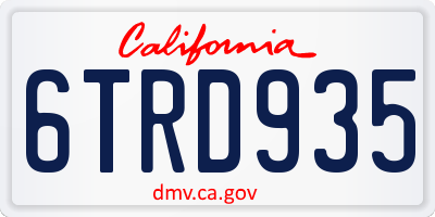 CA license plate 6TRD935