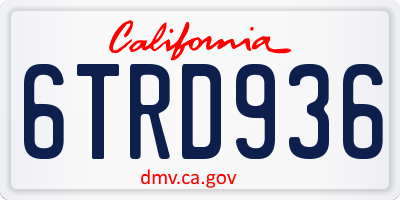 CA license plate 6TRD936