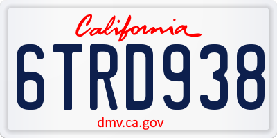 CA license plate 6TRD938