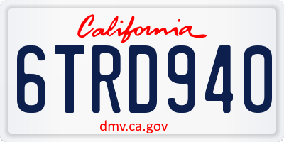 CA license plate 6TRD940