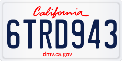 CA license plate 6TRD943
