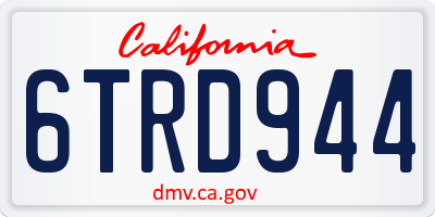 CA license plate 6TRD944