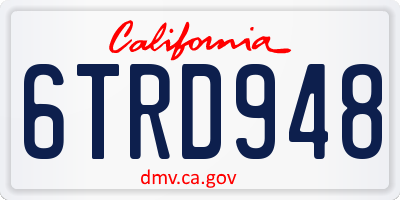 CA license plate 6TRD948