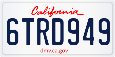 CA license plate 6TRD949