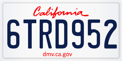 CA license plate 6TRD952