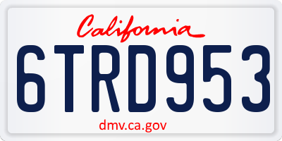 CA license plate 6TRD953
