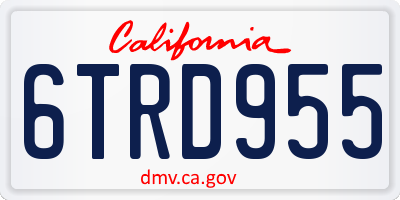 CA license plate 6TRD955