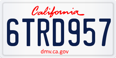 CA license plate 6TRD957