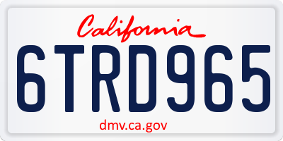 CA license plate 6TRD965
