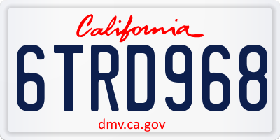 CA license plate 6TRD968
