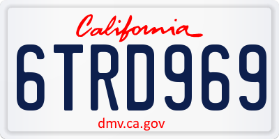 CA license plate 6TRD969