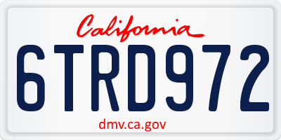 CA license plate 6TRD972