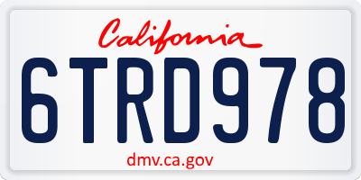 CA license plate 6TRD978
