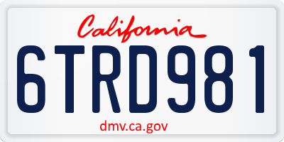 CA license plate 6TRD981
