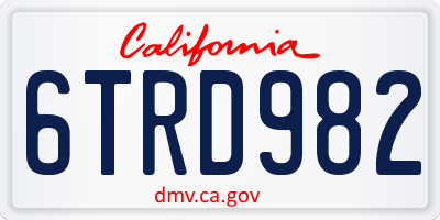 CA license plate 6TRD982