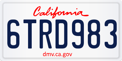 CA license plate 6TRD983