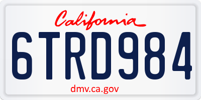CA license plate 6TRD984