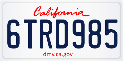 CA license plate 6TRD985
