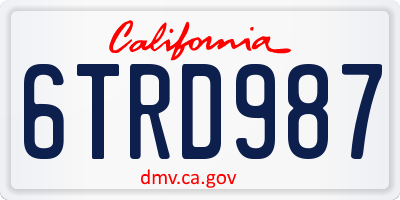 CA license plate 6TRD987