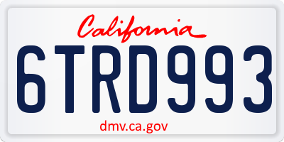 CA license plate 6TRD993