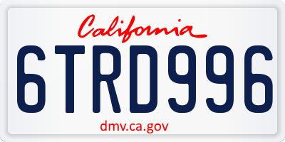CA license plate 6TRD996