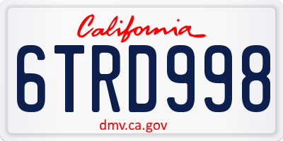CA license plate 6TRD998