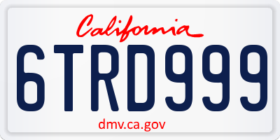 CA license plate 6TRD999