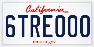 CA license plate 6TRE000