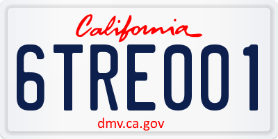CA license plate 6TRE001