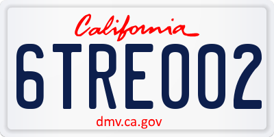 CA license plate 6TRE002