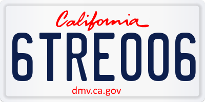 CA license plate 6TRE006