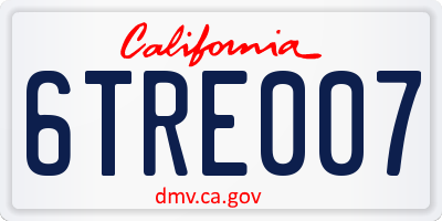 CA license plate 6TRE007