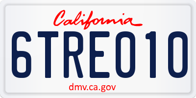 CA license plate 6TRE010