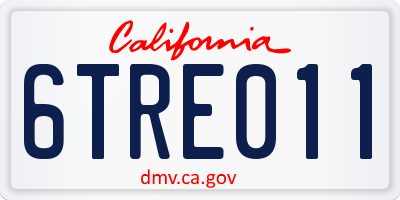 CA license plate 6TRE011