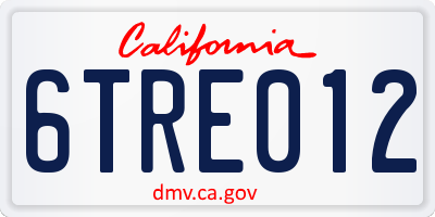 CA license plate 6TRE012
