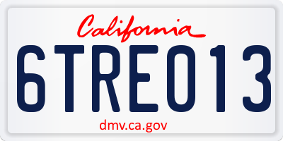 CA license plate 6TRE013