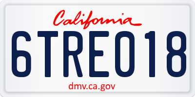 CA license plate 6TRE018